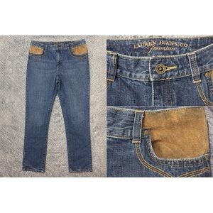 Lauren Ralph Lauren Jeans Vintage Bootcut Womens Sz 14 Suede Pockets Embroidered
